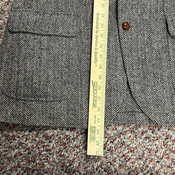 Vintage Marshall & Reed Harris Tweed Black Gray Herringbone Sport Coat Size 42 - Picture 15 of 15